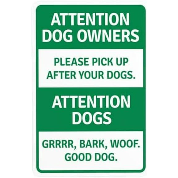 Attention Dog Guardians Please Pick Up After Your Dog Warning Sign, Clean Up Dog Poop Metal Signs for Business Home Street Wall Caution Custom Decor 8 x 12 Inch