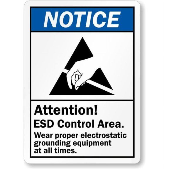 Attention Esd Control Area Weatherproof Metal Aluminum Sign Size: 8 x 12 Inch