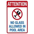 thumbnail image 1 of Attention No Glass Allowed in Pool Area Warning Metal Sign 12 x 8 Inches - Pool Rules Security Sign, Indoor Outdoor Home, Business, Road, Yard, Garage, Street Wall Safety Caution Decor, 1 of 6