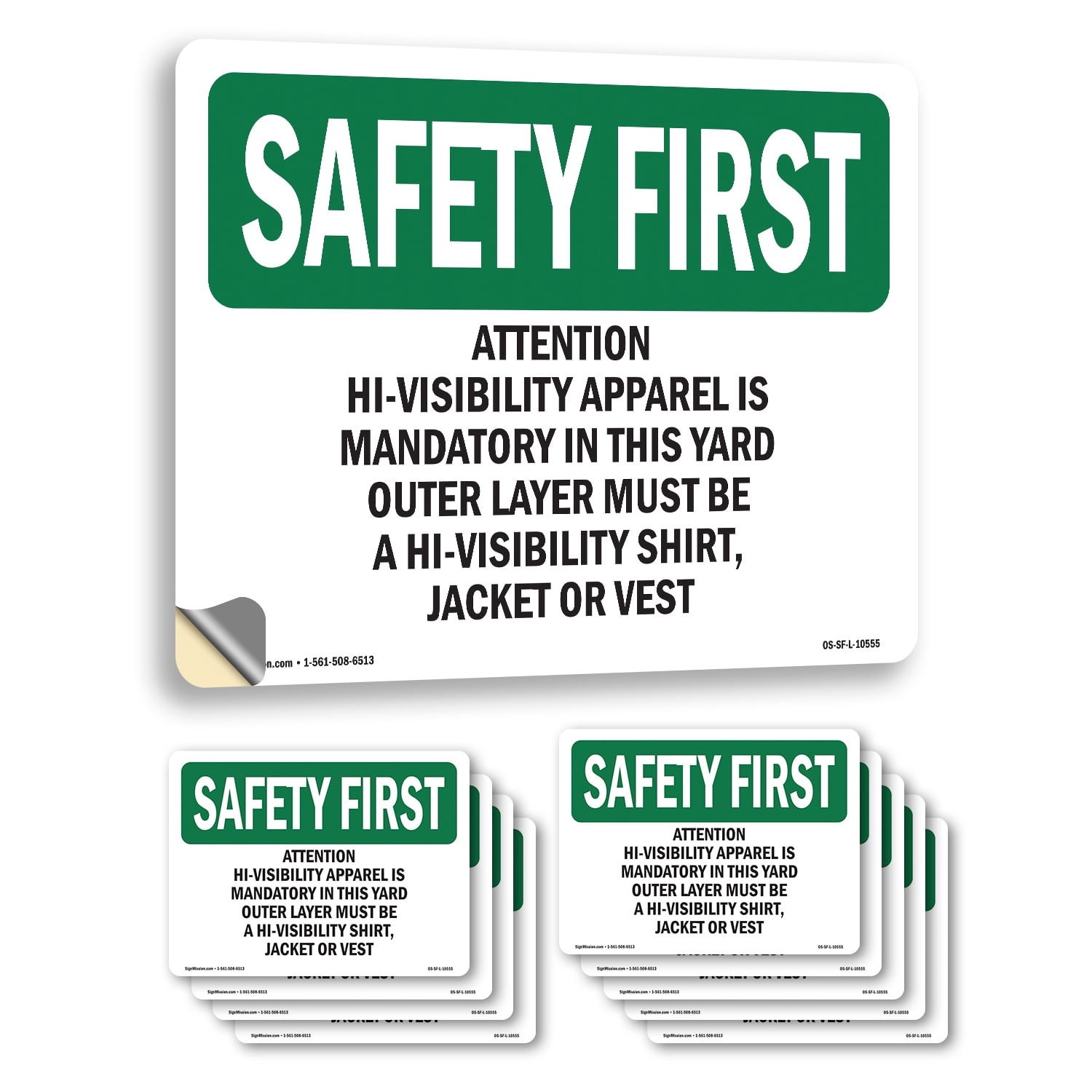 Attention Hi OSHA SAFETY FIRST Vinyl Decal Label 18 Inch x 12 Inch - 10 ...