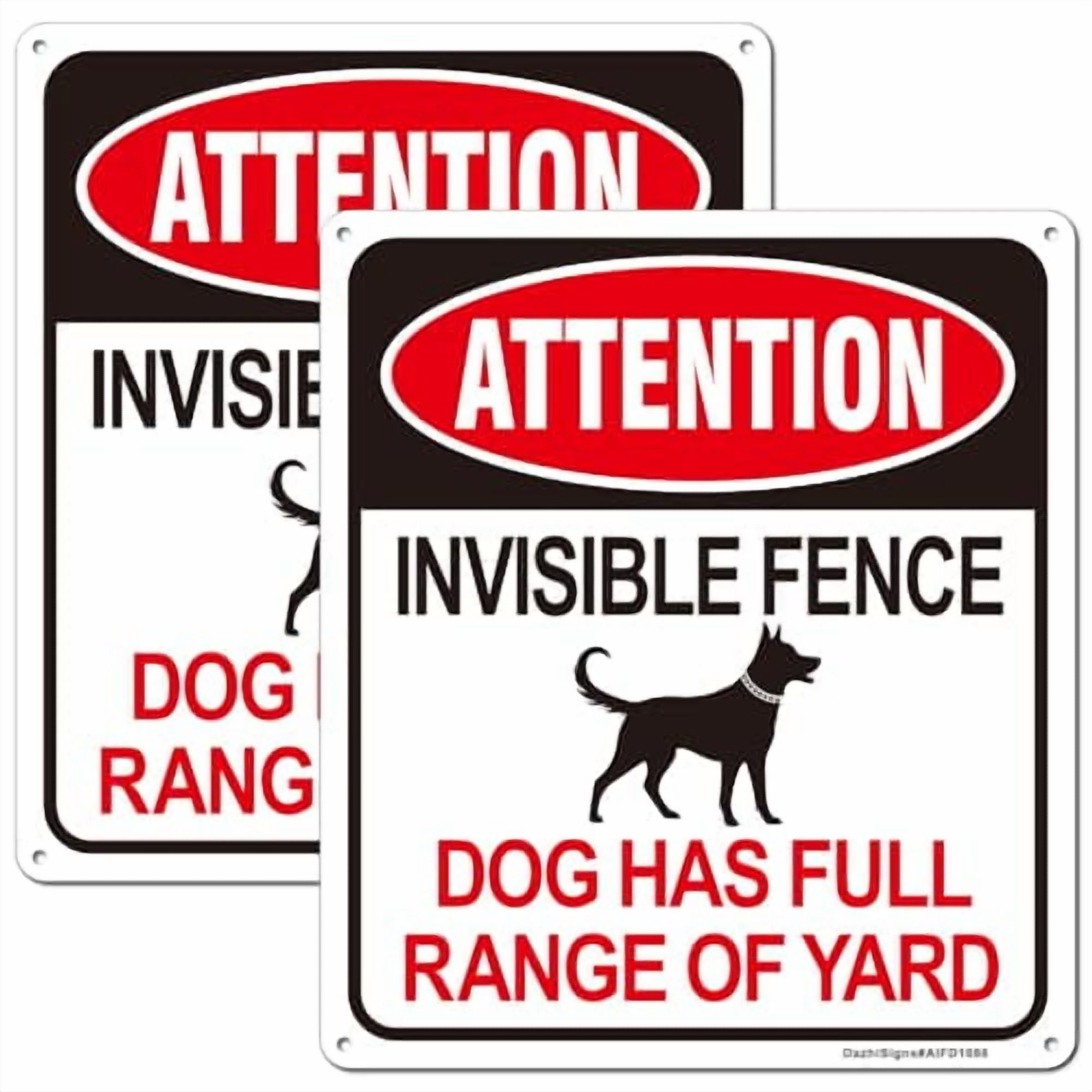 Attention Invisible Fence Dogs Sign - Dog Has Full Range of Yard,2Pack ...