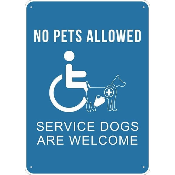 Attention No Pets Dogs Service Dogs Allowed Sign For House 12"" X 8"" Yard Sign, Premium Aluminum, Sun-Proof, Rust-Free