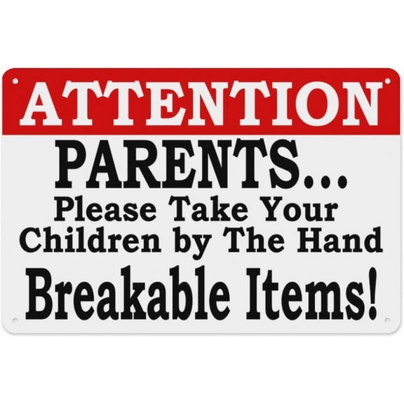 Attention Parents Please Take Your Children By The Hand Sign 8"x12" - Aluminum Tin Warning for Home Outdoor Garden, Weatherproof Safety Decor for Park