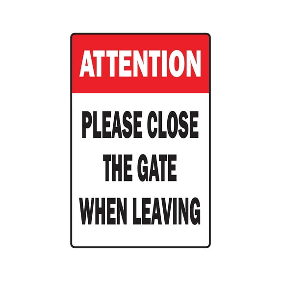 Attention Please Close The Gate novelty sticker | Indoor/Outdoor | Funny Home Décor for Garages, Living Rooms, Bedroom, Offices | SignMission Gated Property Door Parking Gift Wall