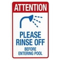 thumbnail image 1 of Attention Please Rinse Off Before Entering Pool Warning Sign, Pool Security Metal Signs for Home Busines Outdoor Indoor Road Yard Garage Street Wall Caution Decor 8 x 12 Inch, 1 of 4