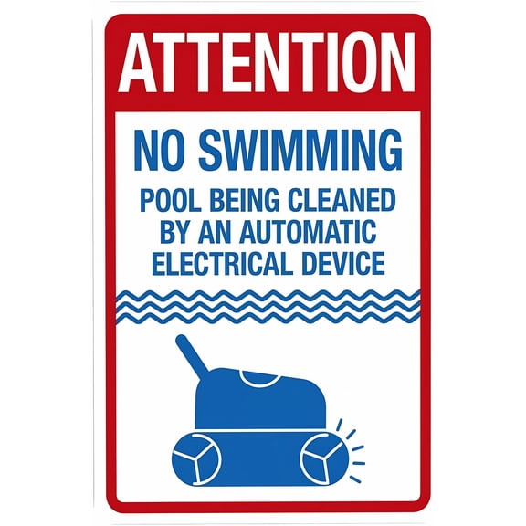 Attention Pool Being Cleaned by Automatic Electrical Device 8"x12" Warning Sign, Pool Security Metal Sign, Home Business Indoor Outdoor Sign, Street Wall Safety Caution Decor