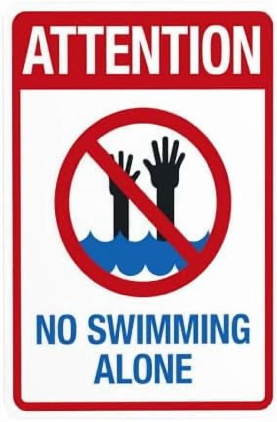 Attention No Swimming Alone Warning Sign, Pool Rules Metal Signs for ...