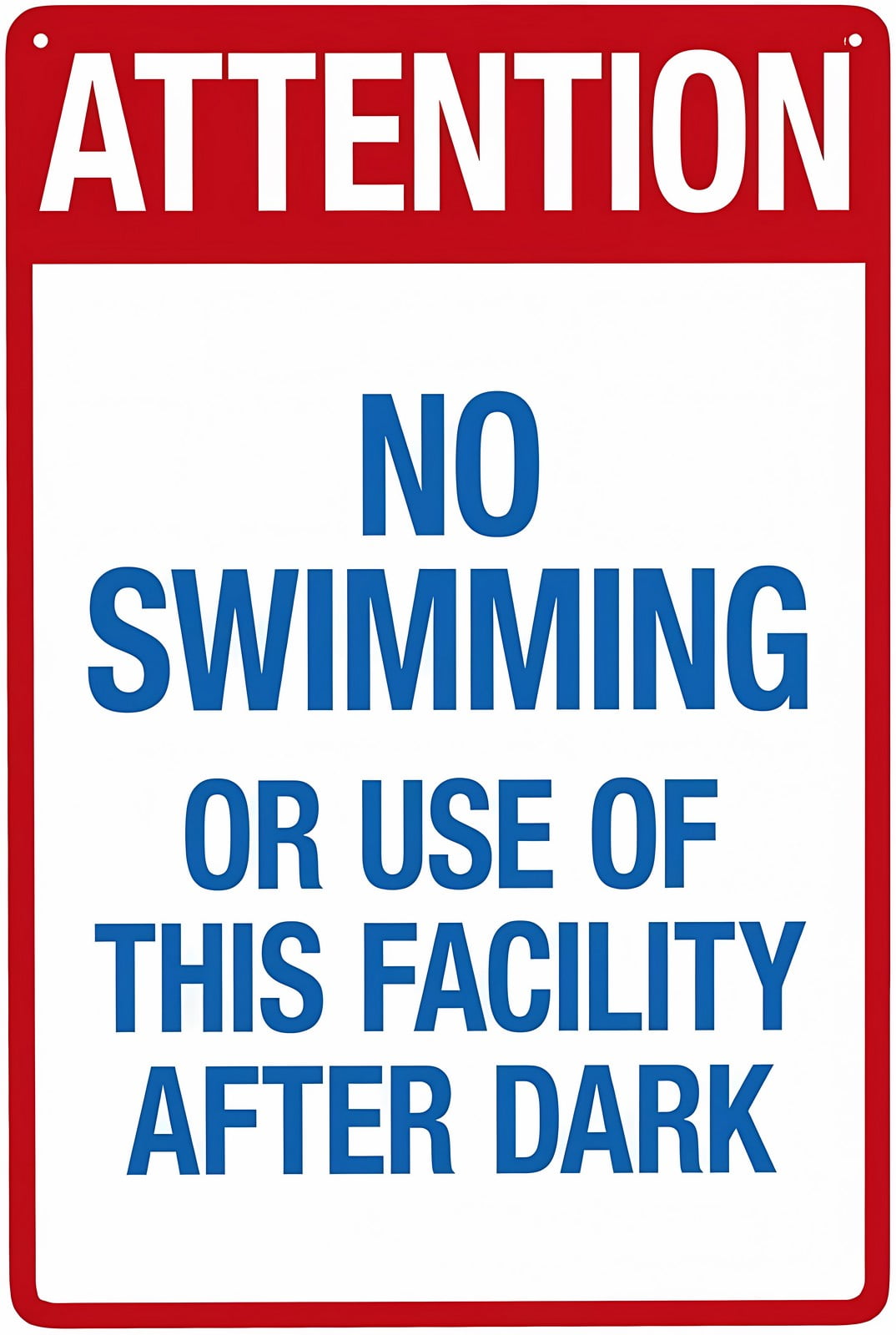 Attention No Diving Retro Metal Tin Sign 12 X 8 Inches - Bilingual