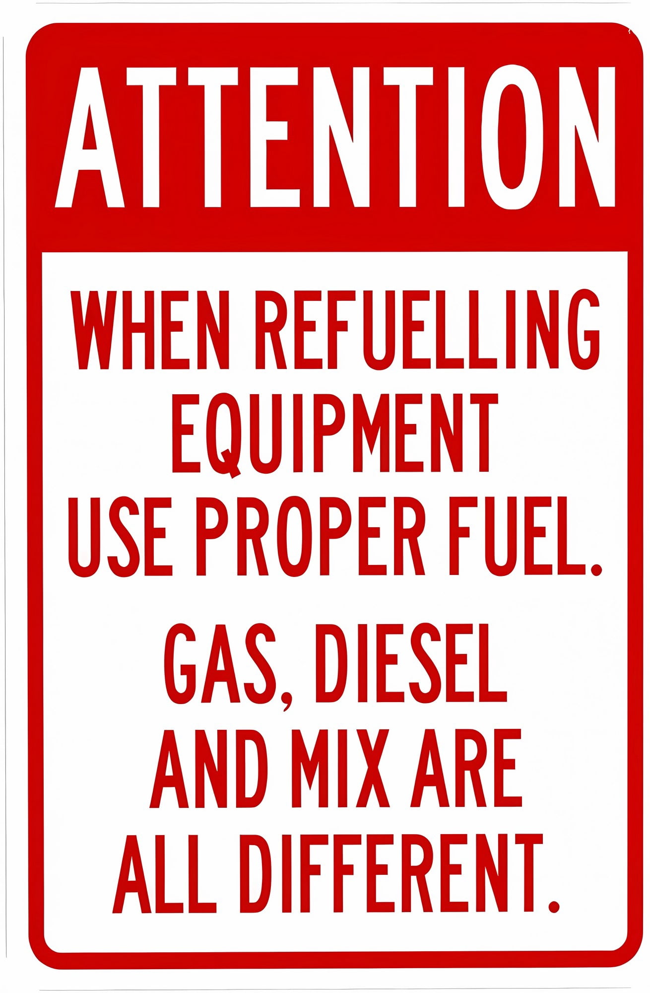 Use Fresh Fuel Sign Attention Use Proper Fuel When Refueling Equipment 8