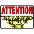 thumbnail image 1 of Attention Vehicle Speed Limited to 65 MPH Decal. 10" x 16". Industrial UV Grade Sticker. Fleet Vehicles & Company Vehicle Safety Speed Limits., 1 of 1