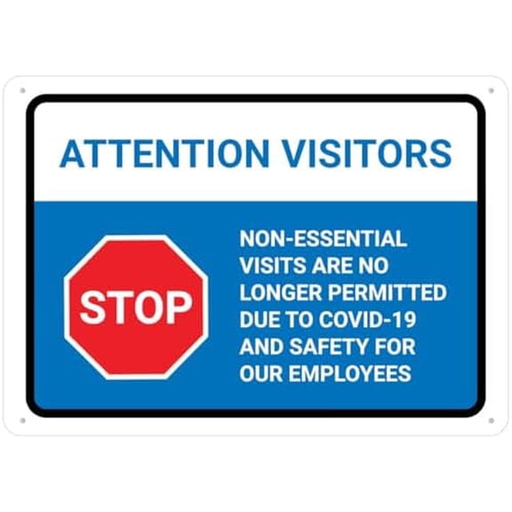 Attention Visitors Stop Visits No Longer Permitted Sign 12\u201dX8\u201d Metal Signs Aluminum Sign Pre-Drilled Holes For Easy Mounting Indoor Or Outdoor Use For Fence Door Or Gate