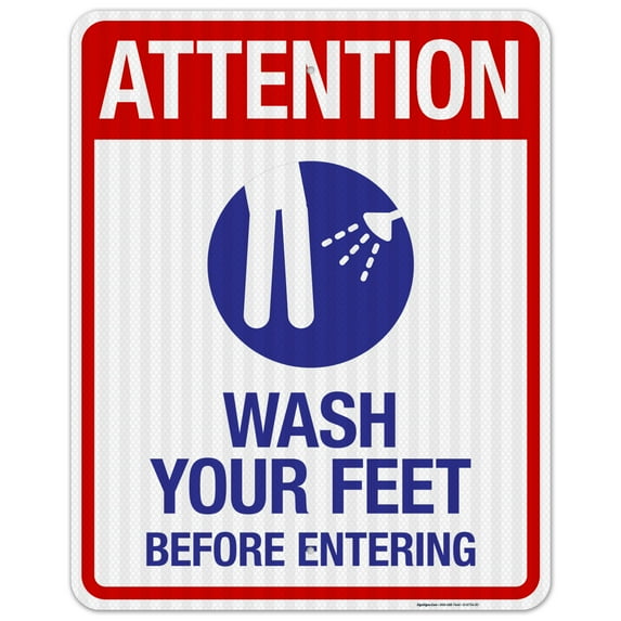 Attention Wash Your Feet Before Entering Sign, Pool Sign,