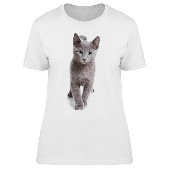 Attentive Russian Blue Kitty T-Shirt Women -Image by Shutterstock, Female Large