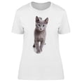 thumbnail image 1 of Attentive Russian Blue Kitty T-Shirt Women -Image by Shutterstock, Female Small, 1 of 2