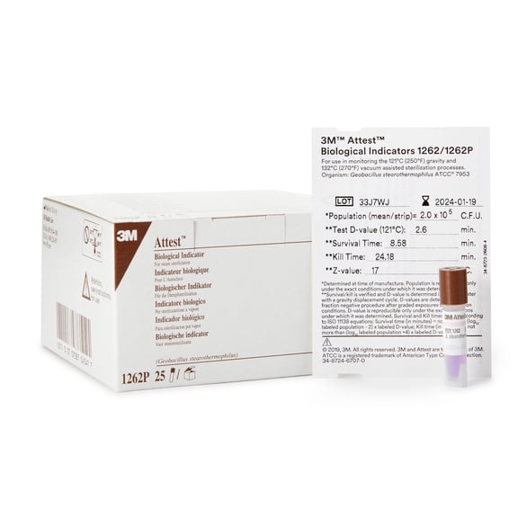 Attest Sterilization Biological Indicator Vial Steam Compatibility 1262P, 25 Ct