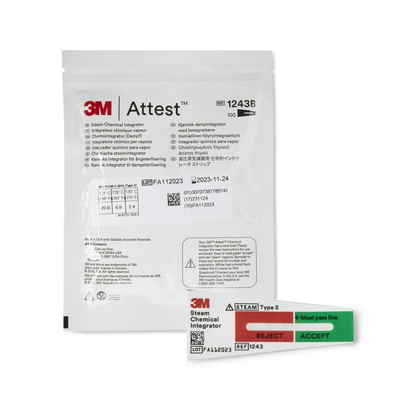 Attest Sterilization Chemical Integrator Strip 2 Inch Length 1243B - (100 Ct)