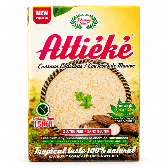 Attik Cassava Couscous / Couscous de Manioc 300g, Traditional West African Cassava Couscous, Ivorian Food