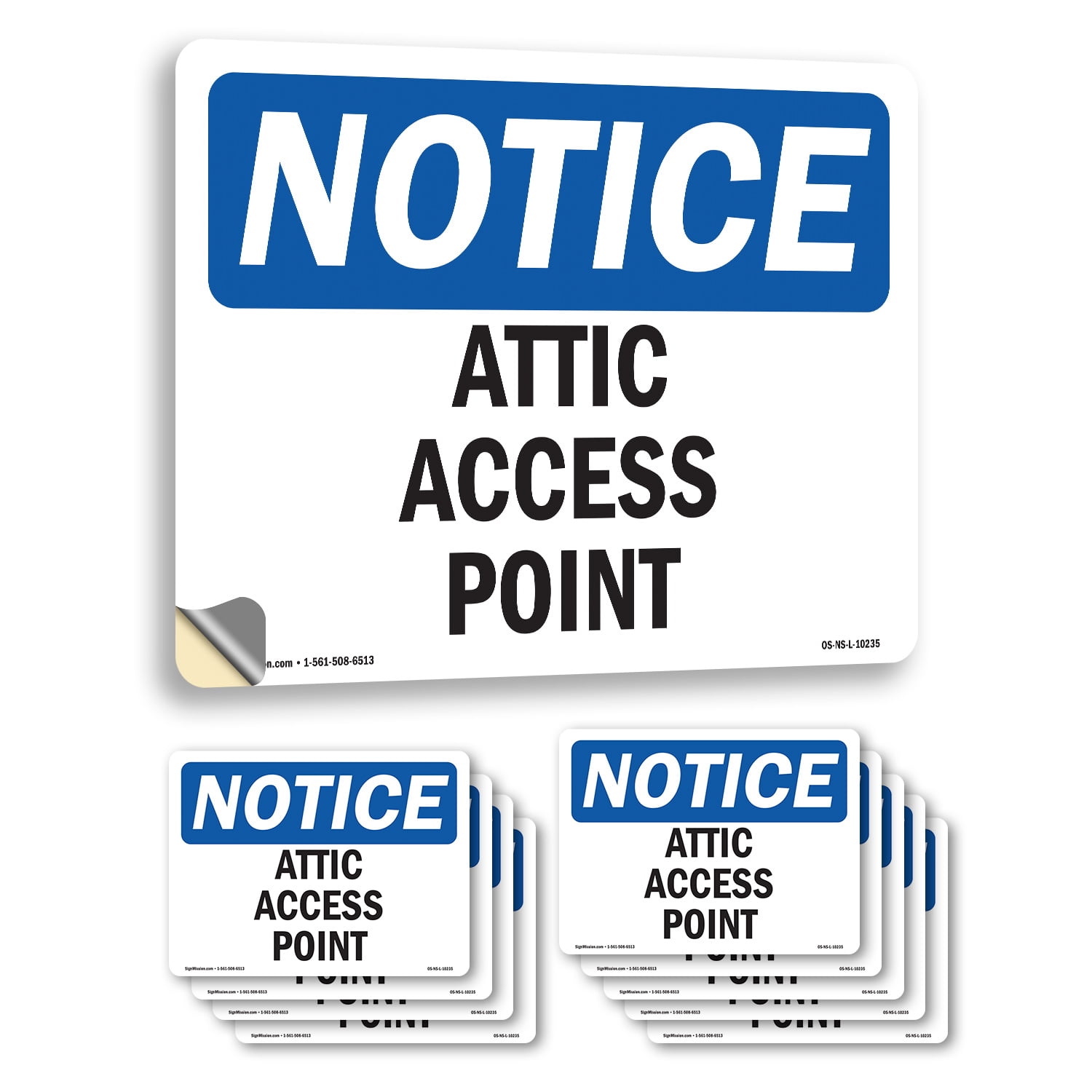 Attic Access Point OSHA Notice Vinyl Decal Label 5 Inch x 3.5 Inch - 10 ...