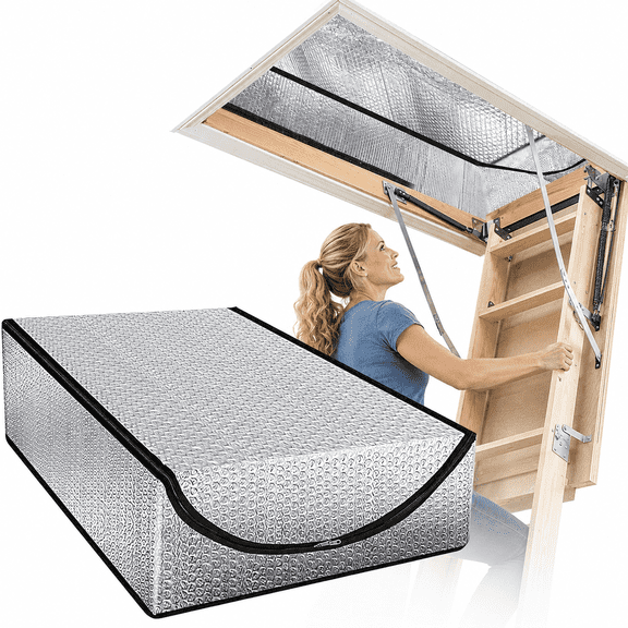 Attic Door Insulation Cover, 25 x 54 x 11 in, Zipper Cover for Pull Down Attic Stairs