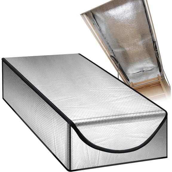 Attic Door Insulation Cover 25"x54"x11, Extra Thick Attic Stairs Insulation Cover for Summer, Attic Tent for Winter, Attic Stairs Insulation Cover with Zipper, Silver