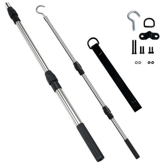 Attic Ladder Door Pulley System Set With Retractable Steel Rod Space Saving Design For Lofts Garage Access Hook