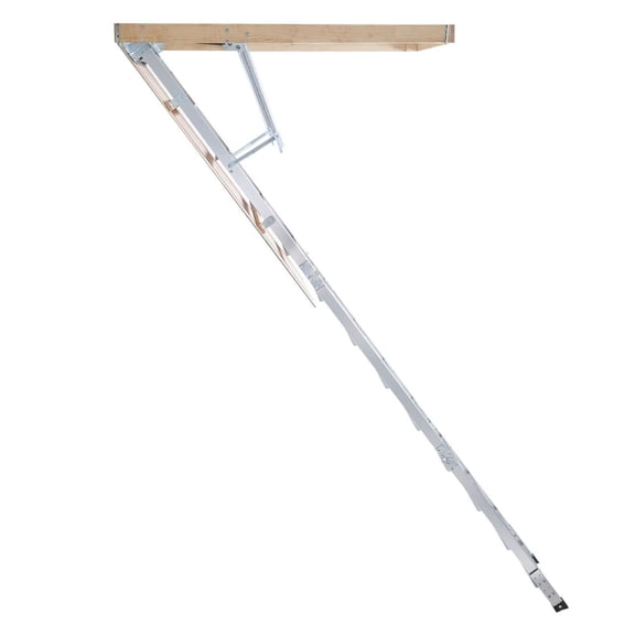 Attic Ladder Foldable 350lb Capacity, 22.5" x 63", Aluminum Extension Ladder, 9.5-12ft Ceiling, Hydraulic Descent, Easy Install