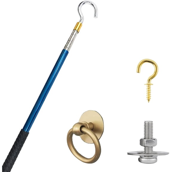 Attic Ladder Pull Down Stair System Parts, Attic Door Pull Down Hook Cord Rope with Handle for Attic Extension Ladder Pull Down System Hook Cord Kit Rope Replacement