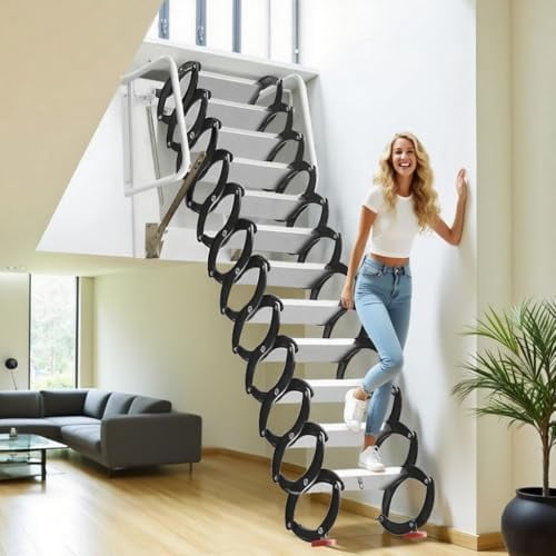 Attic Ladder Pull Down System, 10ft Wall Mounted Folding Pull Down ...