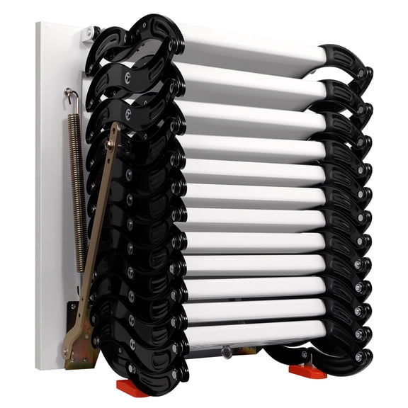 Attic Ladder Telescopic Fold Ladder Foldable Loft Stairs Ti-Mg Alloy Loft Wall Mounted Stairs Pull Down Attic Stairs, with Horizontal Calibration Pull Rod 3M Vertical Height for Attics, Basements