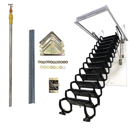 Attic Pull Down Ceiling Ladder Aluminum-Magnesium Alloy Telescoping Attic Ladder 10.5ft 31.5 x 39.37In Black