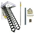 thumbnail image 1 of Attic Pull Down Ceiling Ladder Retractable Attic Folding Extension Loft Stairs Black & White Aluminum-Magnesium Alloy 13 Steps, 1 of 7