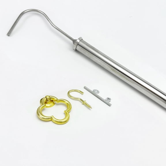 Attic Pull Down Hook System Kit, Heavy Duty Ladder Door Stairs Puller Rod Pole Replacement for Ropes Cord String