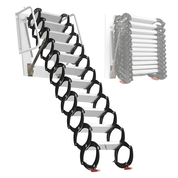 Attic Steps, 14.7x5.3 Anti-Slip Surface, Pull-Down Ladder, 118 Height, for Basement, Attic Access