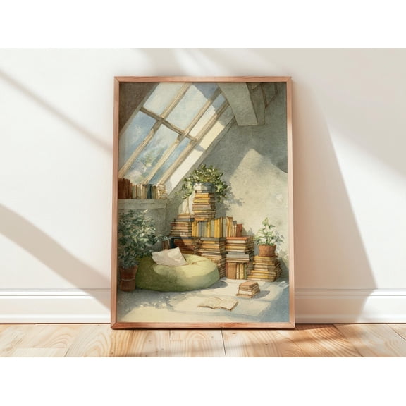 Attic Sunroom Library Wall Art Print, Unframed Paper Poster 8x10in