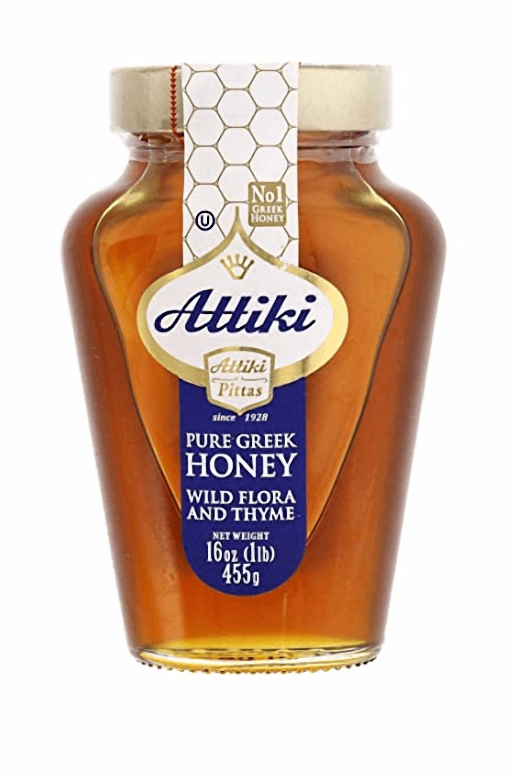 Attiki Pure Greek Honey with Wild Flora and Thyme - 16 oz Jar