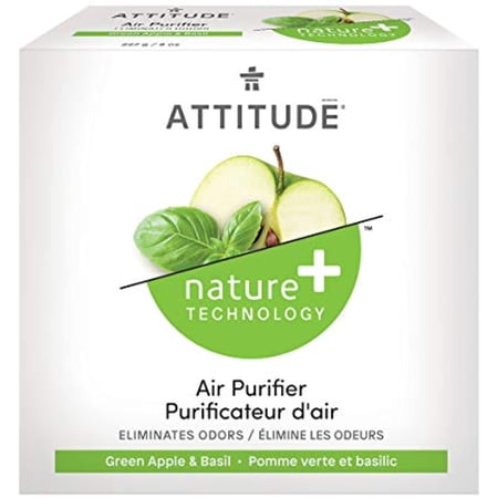 Attitude Air Purifier With Activated Carbon Filter, Plant- And Mineral-Based Ingredients, Traps Air Pollutants, Vegan And Cruelty-Free, Green Apple & Basil, 8 Ounce