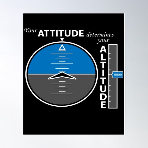 Attitude Altitude Aviation Positive Message Poster Wall Art, Modern Wall Decor For Living Room Bedroom, 24x36 UNFRAMED