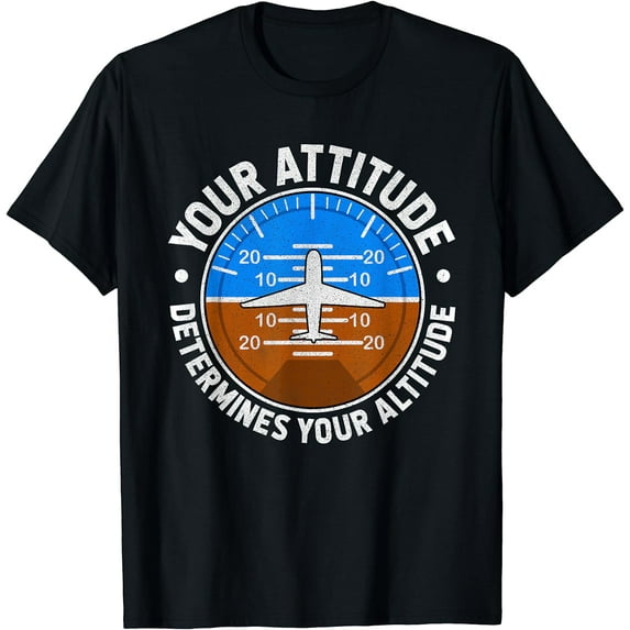 Attitude Altitude Aviation Positive Motivational Message T-Shirt Black X-Large
