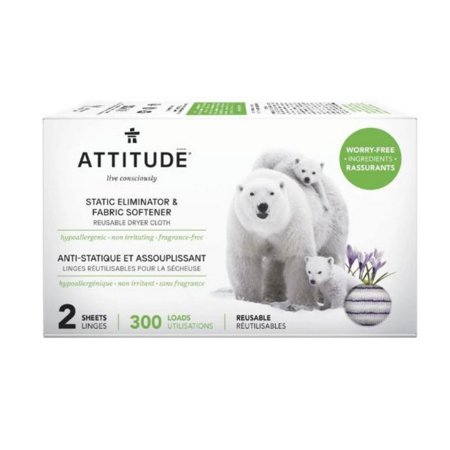 Attitude Anti-Static Eliminator Cloth Sheet 300 Load ,2 Count