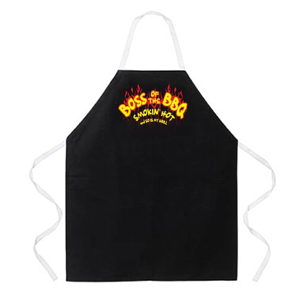 Attitude Aprons Fully Adjustable "Boss of the BBQ" Apron, Black