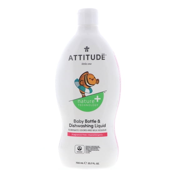 Attitude Baby Bottle & Dishwashing Liquid, Fragrance Free, 23.7 oz