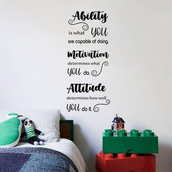 Attitude Determines How Well You Do It Quote Positive Life Inspiration Quotes Saying Wall Art Sticker Designs Vinyl Stickers For Home House Walls Rooms Windows Bedroom Decoration Size (40x20 inch)