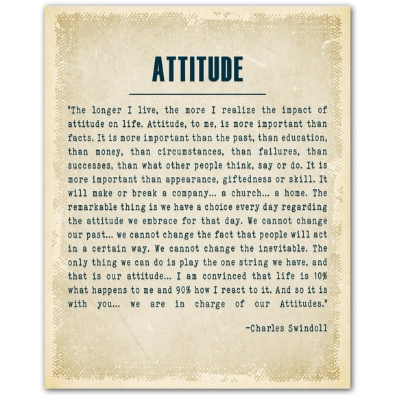Attitude Is Everything in Life Wall Art - Inspirational Quote Poster Motivational Wall Decor for Office Home Gym or Classroom - Positive Mindset Artwork for Men and Women