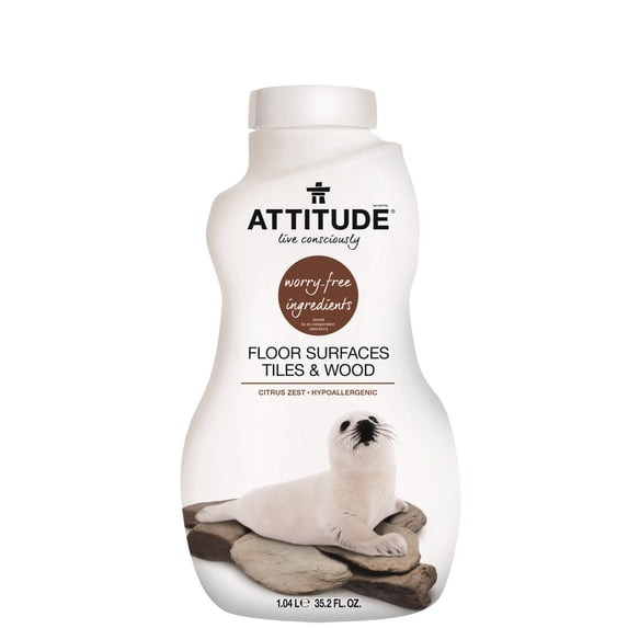 Attitude Hypoallergenic Floor Surfaces Tiles & Wood Cleaner Citrus Zest, 35.2 Fl Oz