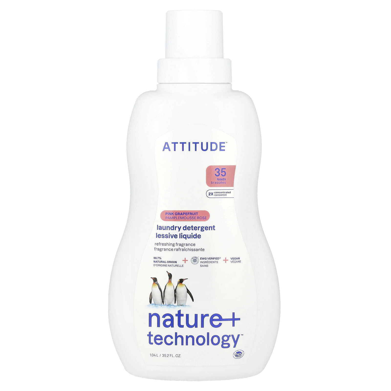 ATTITUDE Laundry Detergent, Pink Grapefruit, 35.2 fl oz (1.04 l)