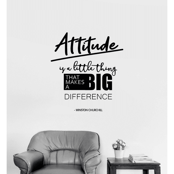 Attitude Is A Little Thing Quote Positive Life Motivation Inspiration Quotes Saying Wall Art Sticker Designs Vinyl Stickers For Home House Walls Rooms Windows Bedroom Decoration Size (10x8 inch)