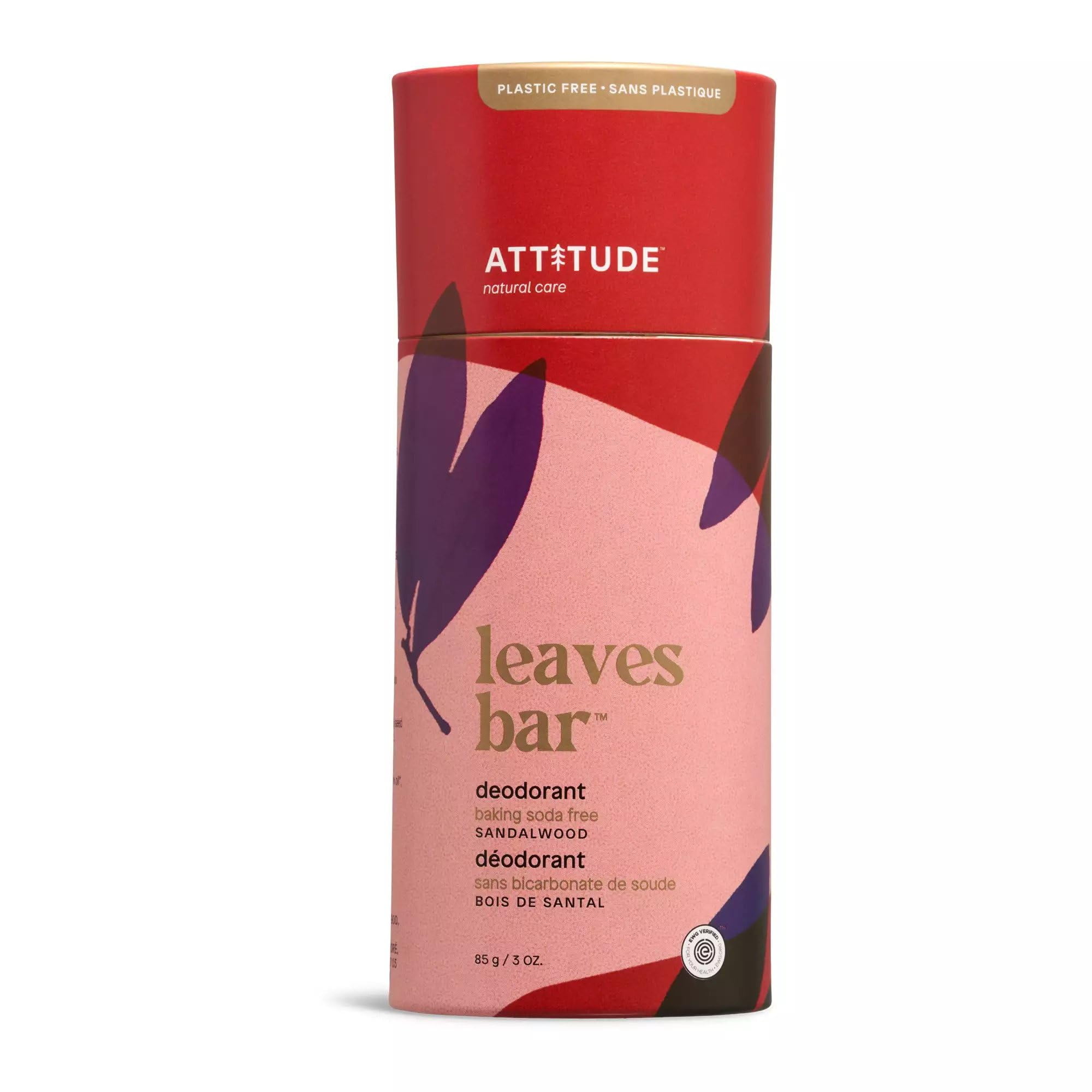 Attitude PlasticFree Deodorant, Aluminum Free, BakingSoda Free, Ewg Verified Body Care, Vegan