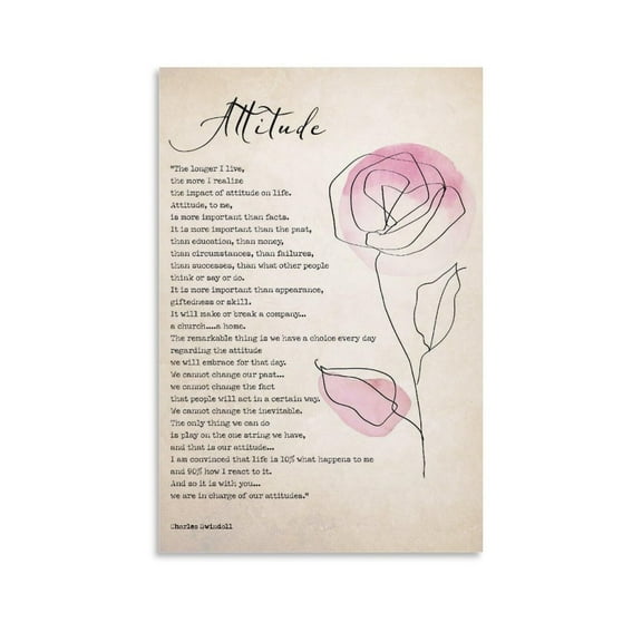 Attitude Poem by Charles Swindoll Quotes Wall Art Poetry Posters for Room Canvas Artwork Farmhouse Christmas Gifts Poster
