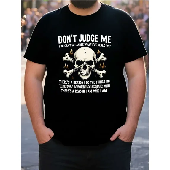Attitude Skull and Crossbones Plus Size Men Short Sleeve Graphic T-Shirt