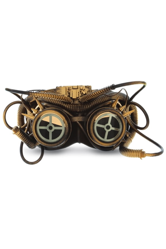 Gold Steampunk Goggles - Steam Punk Accessory Cosplay Glasses, Futuristic Google Eye Glasses for Steam Mad Scientist Costume Steam Punk Goggles, Steampunk Glasses for Men and Women